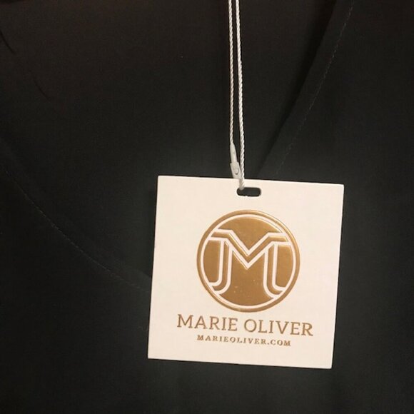 NWT Marie Oliver Women's Maura Feather V-Neck Dress 100% Silk - Black - Picture 8 of 10